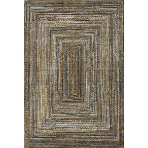 HomeRoots 5' X 8' Washable Geometric Area Rug in Brown, Beige & Gold – Stain Resistant with UV Protection! 699228