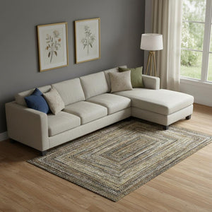 HomeRoots 9' X 12' Geometric Area Rug in Brown, Beige & Gold - Washable, UV Protected, Durable & Stylish! 699231