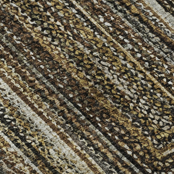 HomeRoots 9' X 12' Geometric Area Rug in Brown, Beige & Gold - Washable, UV Protected, Durable & Stylish! 699231