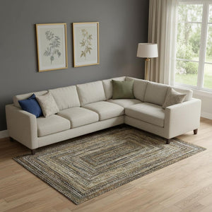 HomeRoots 10' Geometric Washable Area Rug in Brown Beige & Gold - UV Protected, Durable, Non-Slip Design 699232