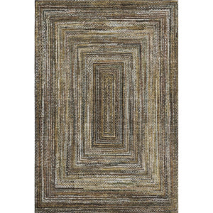 HomeRoots 10' Geometric Washable Area Rug in Brown Beige & Gold - UV Protected, Durable, Non-Slip Design 699232