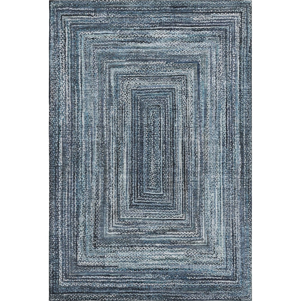 HomeRoots 8' X 10' Geometric Washable Area Rug in Blue and Gray - Stylish, Durable, UV Protected for Every Space 699236