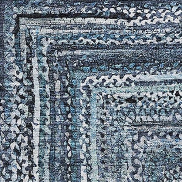 HomeRoots 8' X 10' Geometric Washable Area Rug in Blue and Gray - Stylish, Durable, UV Protected for Every Space 699236