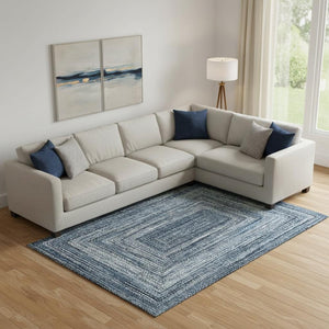 HomeRoots 9' X 12' Blue and Gray Geometric Area Rug - Washable, UV Protected, Durable for High Traffic Spaces 699237