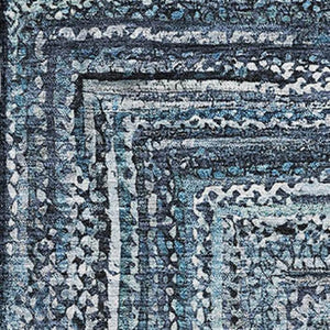 HomeRoots 9' X 12' Blue and Gray Geometric Area Rug - Washable, UV Protected, Durable for High Traffic Spaces 699237
