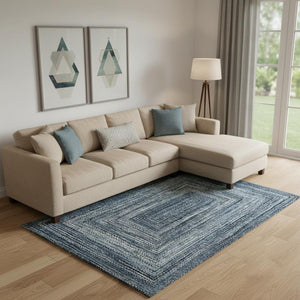 HomeRoots 10' Blue and Gray Geometric Washable Area Rug - Durable, UV-Protected, Stylish for Any Space! 699238