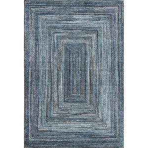 HomeRoots 10' Blue and Gray Geometric Washable Area Rug - Durable, UV-Protected, Stylish for Any Space! 699238