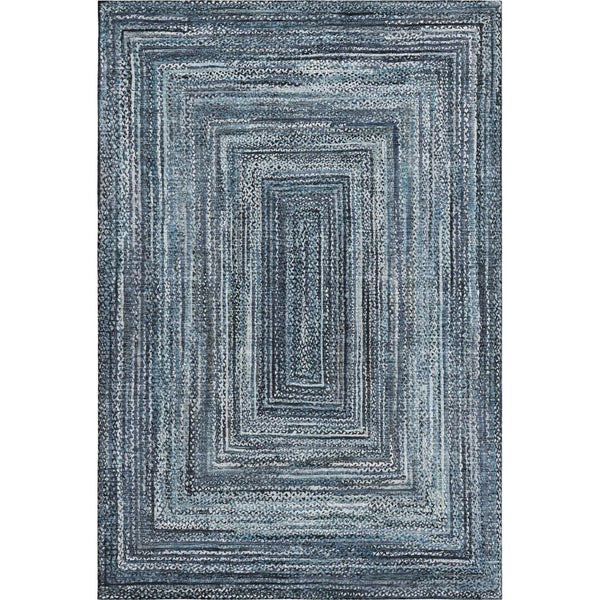 HomeRoots 10' Blue and Gray Geometric Washable Area Rug - Durable, UV-Protected, Stylish for Any Space! 699238