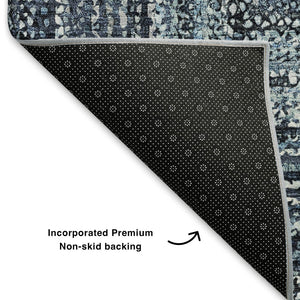 HomeRoots 10' Blue and Gray Geometric Washable Area Rug - Durable, UV-Protected, Stylish for Any Space! 699238