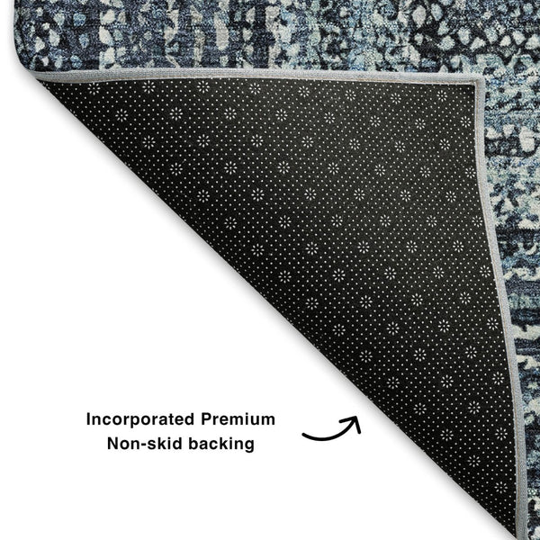 HomeRoots 10' Blue and Gray Geometric Washable Area Rug - Durable, UV-Protected, Stylish for Any Space! 699238