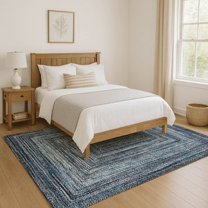 HomeRoots 10' Blue and Gray Geometric Washable Area Rug - Durable, UV-Protected, Stylish for Any Space! 699238