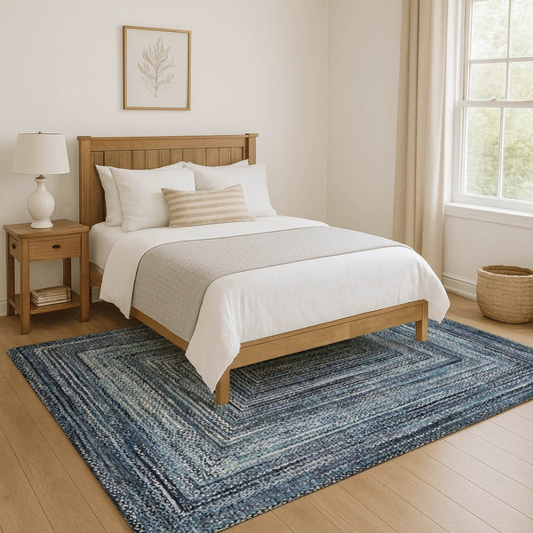 HomeRoots 10' Blue and Gray Geometric Washable Area Rug - Durable, UV-Protected, Stylish for Any Space! 699238