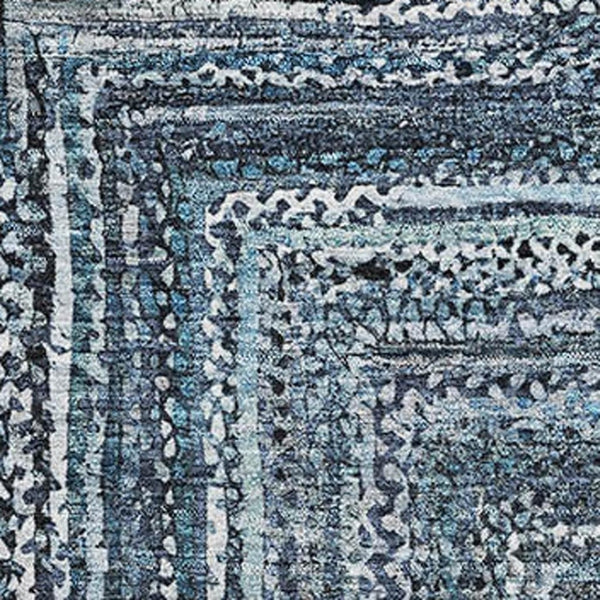 HomeRoots 10' Blue and Gray Geometric Washable Area Rug - Durable, UV-Protected, Stylish for Any Space! 699238