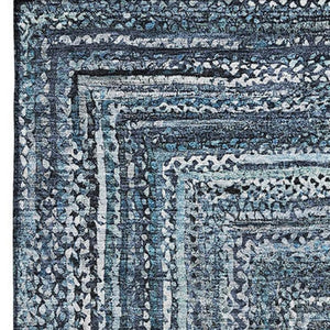 HomeRoots 10' Blue and Gray Geometric Washable Area Rug - Durable, UV-Protected, Stylish for Any Space! 699238