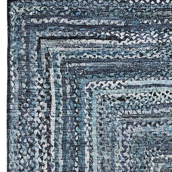 HomeRoots 10' Blue and Gray Geometric Washable Area Rug - Durable, UV-Protected, Stylish for Any Space! 699238