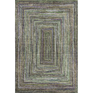 HomeRoots 5' X 8' Olive Green & Lavender Geometric Area Rug - Durable, Stain-Resistant, UV-Protected Design 699240