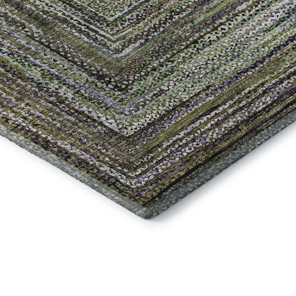 HomeRoots 5' X 8' Olive Green & Lavender Geometric Area Rug - Durable, Stain-Resistant, UV-Protected Design 699240