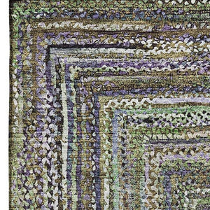 HomeRoots 5' X 8' Olive Green & Lavender Geometric Area Rug - Durable, Stain-Resistant, UV-Protected Design 699240