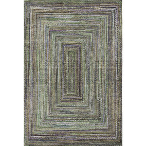 HomeRoots 5' X 8' Olive Green & Lavender Geometric Area Rug - Durable, Stain-Resistant, UV-Protected Design 699240