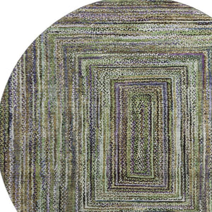 HomeRoots 8' Olive Green & Lavender Washable Round Rug – Durable, UV-Protected, Stain-Resistant for Stylish Spaces 699241