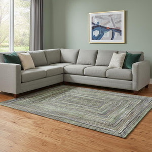 HomeRoots 8' X 10' Olive Green & Lavender Geometric Area Rug – Washable, UV Protected, Stain Resistant Design 699242