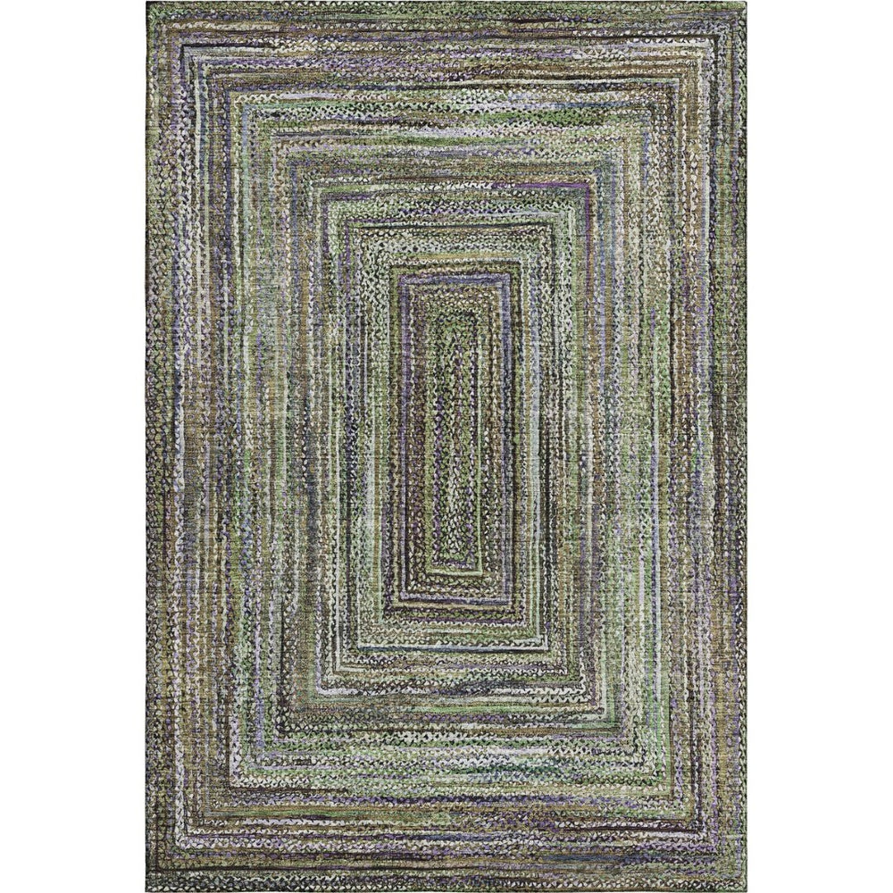 HomeRoots 9' X 12' Olive Green & Lavender Geometric Area Rug – Washable, UV-Protected, Stain-Resistant Design! 699243