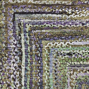HomeRoots 10' Olive Green & Lavender Geometric Area Rug - Washable, Stain-Resistant, UV Protected for Durability 699244