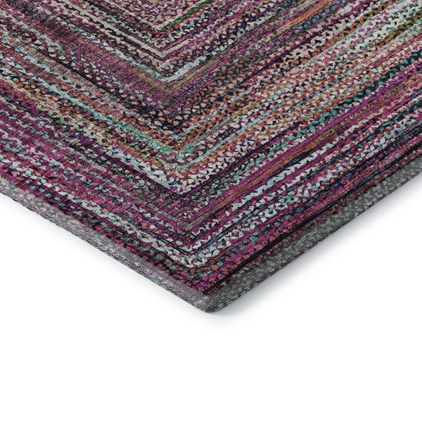 HomeRoots 5' X 8' Washable Geometric Area Rug in Vibrant Pink, Blue, and Orange with UV Protection Features 699246
