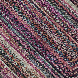 HomeRoots 8' Vibrant Geometric Round Rug in Pink, Blue & Orange - Washable, UV Protected, Ideal for Active Homes 699247