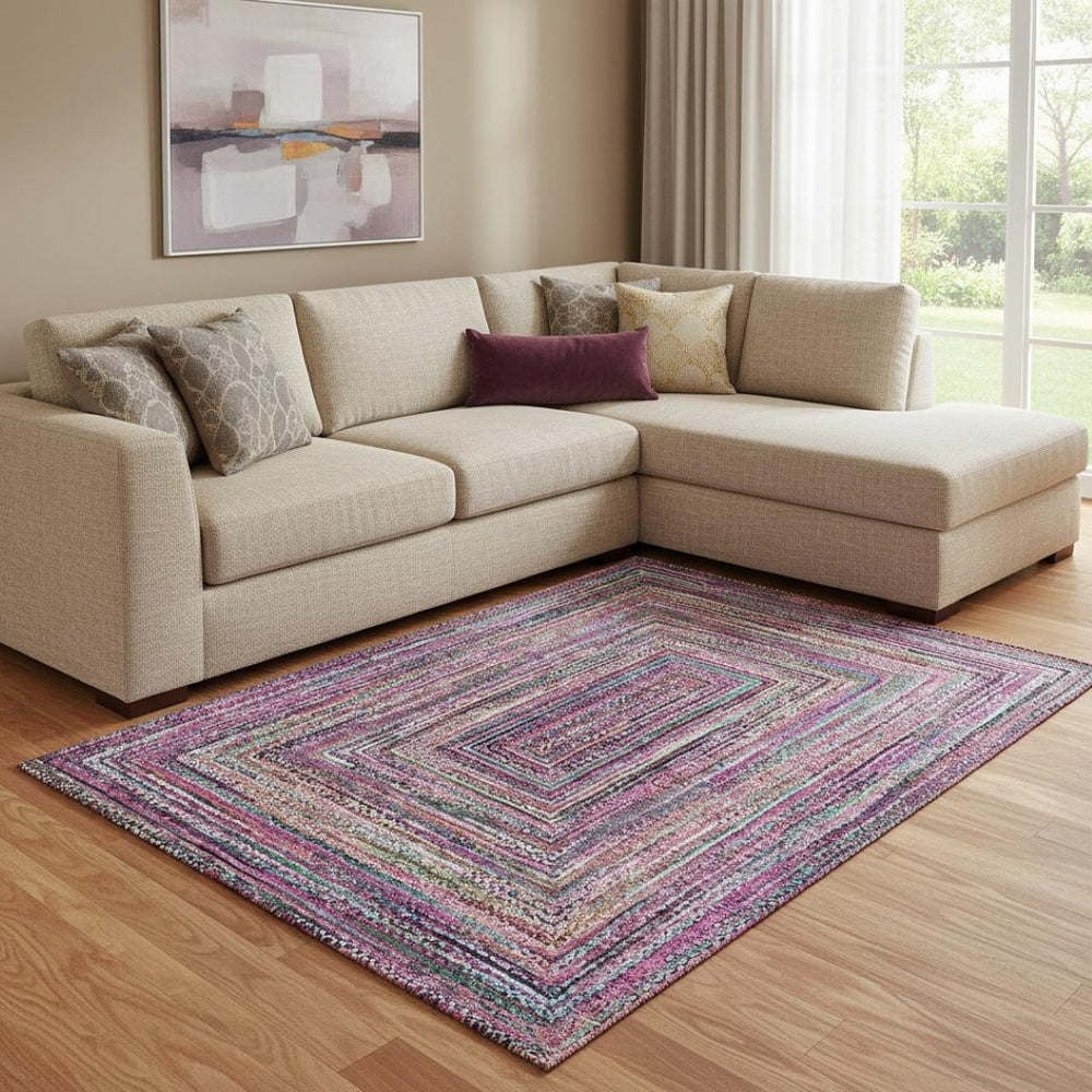 HomeRoots 8' X 10' Vibrant Pink, Blue & Orange Geometric Washable Area Rug with UV Protection for Busy Homes 699248