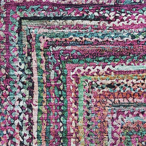 HomeRoots 8' X 10' Vibrant Pink, Blue & Orange Geometric Washable Area Rug with UV Protection for Busy Homes 699248