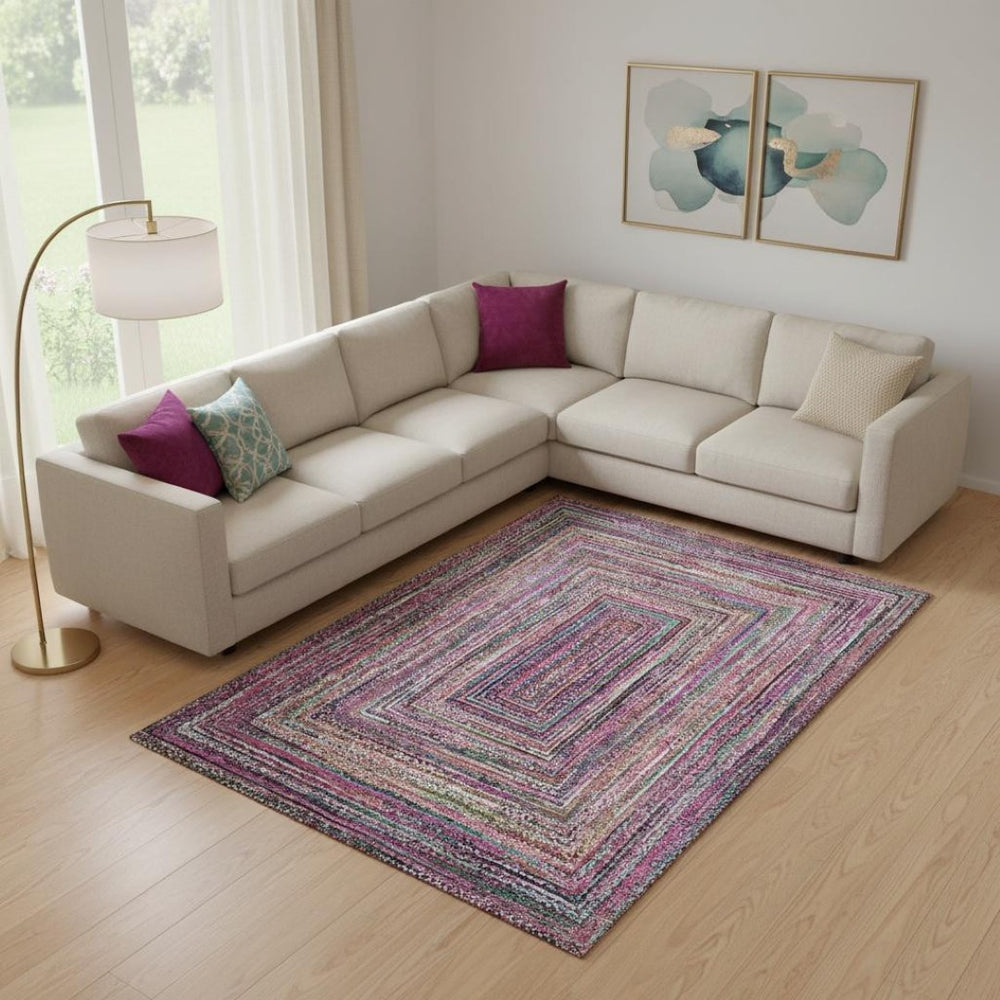 HomeRoots 10' Washable Geometric Area Rug in Vibrant Pink, Blue & Orange - UV Protected, Durable & Stylish! 699250