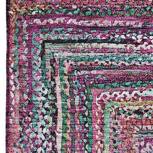 HomeRoots 10' Washable Geometric Area Rug in Vibrant Pink, Blue & Orange - UV Protected, Durable & Stylish! 699250