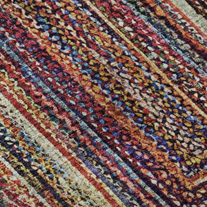 HomeRoots 8' Washable Round Rug in Rust, Blue, and Gold - UV Protected, Durable & Stylish for Any Space 699253