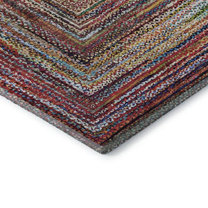 HomeRoots 9' X 12' Stylish Washable Area Rug with UV Protection - Rust, Blue & Gold Geometric Design for Homes 699255