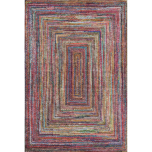 HomeRoots 10' X 14' Washable Rust Blue Gold Geometric Area Rug with UV Protection for High-Traffic Spaces 699256