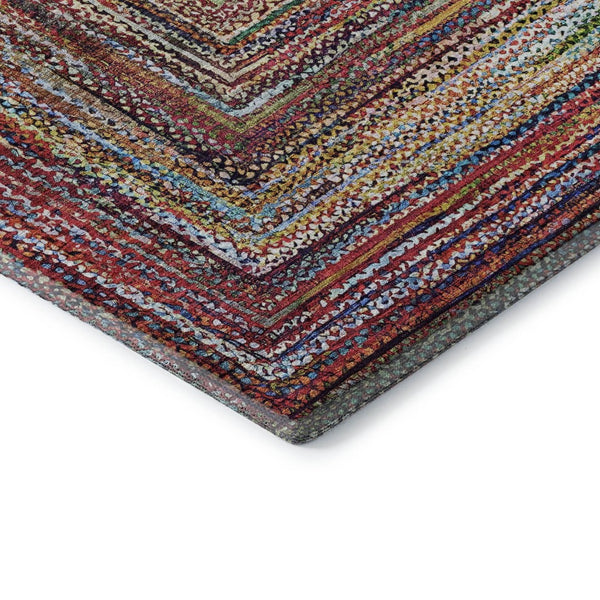 HomeRoots 10' X 14' Washable Rust Blue Gold Geometric Area Rug with UV Protection for High-Traffic Spaces 699256