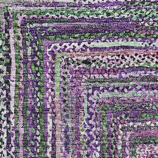 HomeRoots 5' X 8' Purple And Gray Geometric Area Rug - Washable, Stain Resistant, UV Protected for Modern Homes 699258