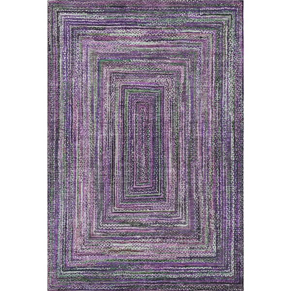 HomeRoots 5' X 8' Purple And Gray Geometric Area Rug - Washable, Stain Resistant, UV Protected for Modern Homes 699258