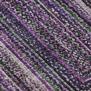 HomeRoots 8' Purple and Gray Geometric Round Rug - Washable, UV Protected, Stain Resistant, Non-Slip Design 699259