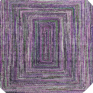 HomeRoots 8' Purple and Gray Geometric Round Rug - Washable, UV Protected, Stain Resistant, Non-Slip Design 699259