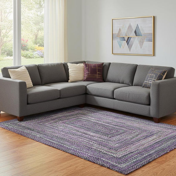 HomeRoots 8' X 10' Stylish Purple and Gray Geometric Area Rug – Washable, UV-Protected, Family-Friendly Design! 699260