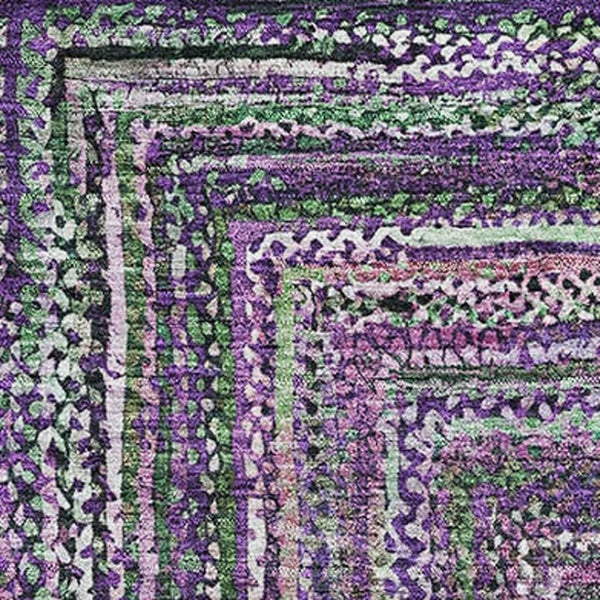 HomeRoots 8' X 10' Stylish Purple and Gray Geometric Area Rug – Washable, UV-Protected, Family-Friendly Design! 699260