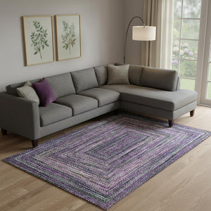 HomeRoots 9' X 12' Stylish Purple & Gray Geometric Area Rug - UV Protected, Stain Resistant, Perfect for Pets! 699261