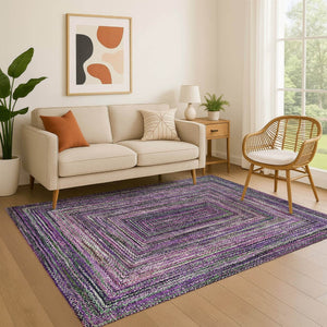 HomeRoots 9' X 12' Stylish Purple & Gray Geometric Area Rug - UV Protected, Stain Resistant, Perfect for Pets! 699261