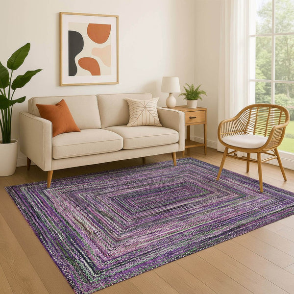 HomeRoots 9' X 12' Stylish Purple & Gray Geometric Area Rug - UV Protected, Stain Resistant, Perfect for Pets! 699261