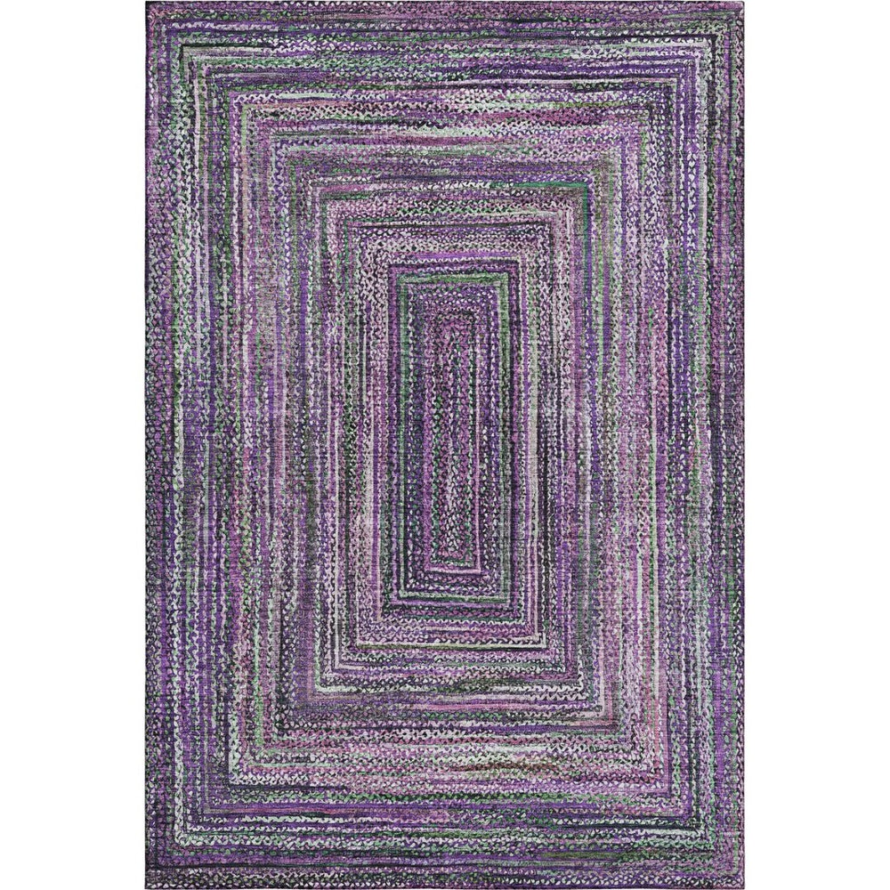 HomeRoots 9' X 12' Stylish Purple & Gray Geometric Area Rug - UV Protected, Stain Resistant, Perfect for Pets! 699261