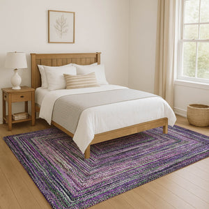 HomeRoots 9' X 12' Stylish Purple & Gray Geometric Area Rug - UV Protected, Stain Resistant, Perfect for Pets! 699261