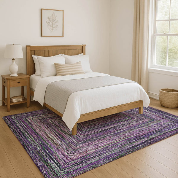 HomeRoots 9' X 12' Stylish Purple & Gray Geometric Area Rug - UV Protected, Stain Resistant, Perfect for Pets! 699261