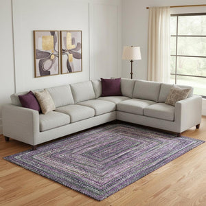 HomeRoots 10' X 14' Purple And Gray Geometric Area Rug - Durable, Washable, UV-Protected for Busy Homes 699262